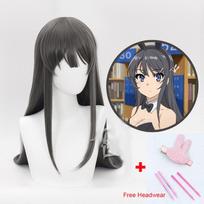 Anime Sakurajima Mai Cosplay Costume Rascal Does Not Dream of Bunny Girl Senpai Mai Sakurajima Cosplay Wig Bunny Ears Headwear L black
