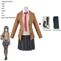 Anime Sakurajima Mai Cosplay Costume Rascal Does Not Dream of Bunny Girl Senpai Mai Sakurajima Cosplay Wig Bunny Ears Headwear L brown