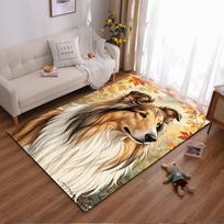 Collie Dog in Autumn Leaves Non-slip rug suitable for living room and bedroom sofas 50x80cm(19x31in)