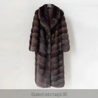 Šiltas žiemos socialinės damos stiliaus violetinės sabalo kailio striukė su kostiumo apykakle L (Recommended 60-70 kg) black