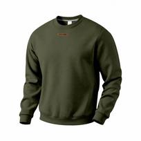 Men’s Casual, Loose-Fit, Plain-Coloured Silicone Logo Fleece-Lined Round-Neck Pullover Sweatshirt XXXL gray