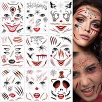 Horror Realistic Fake Bloody Wound Stitch Scar Scab Waterproof Temporary Tattoo Sticker for WomenMen Kids Halloween Makeup Props