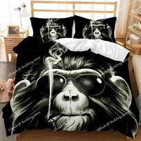 Monkey Duvet Cover Gorilla Head Bedding Set Boys Teens Red Hat Comforter Cover Wild Animal Polyester Quilt Cover EU Single 135x200cm