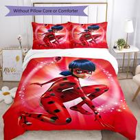 3pcs Ladybug Bedding Set Duvet Cover Closure Includes 1 Duvet Cover & 2 Pillowcases, Soft and Comfortable for All Seasons. 135cmx200cm