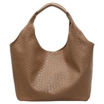 Large Capacity Woven Leather Tote Bag for Women Casual Shoulder Handbag chaki