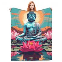 Buddha Yoga Blankets Fleece Sofa Throw Blanket Multi-function Throw Blankets for Couch Bedding Outdoor Throws Bedspread Quilt 75X95CM