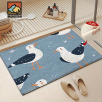 VIKAMA Cute Cartoon Dove Carpet Blue Doormat Welcome Mat Absorbent Bathroom Rug Carpet For Live Room Rug For Bedroom Home Decor 40X60CM white