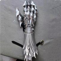3D Spausdintas Plastikinis Riterio Rankos Šarvas Ilgos Pirštinės Gotikinės Vintažinės Punk Rankos Mecha Sci-fi Mechaninės Cosplay Kostiumas Left Hand gray