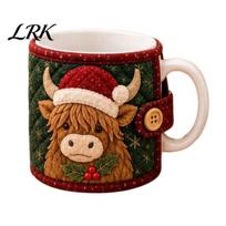 DIY Fabric Patchwork Set Christmas Quilted Mug Cozy Sewing Kit, Holiday Craft Kit with Festive Coffee Patterns, Sleeve Making for Beginners, Handmade