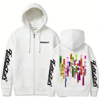 Anime Danganronpa Merch Zipper Hoodie Men Women Fleece Cotton Zip Up Sweatshirt Male Manga 90s Cosplay Zip Up Jacket Streetwear L white