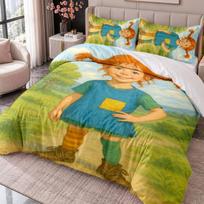 Pippi Longstocking 3Pcs Bedding Set Duvet Cover With Two Pillowcases For Bedroom Home Decoration 135cmx200cm