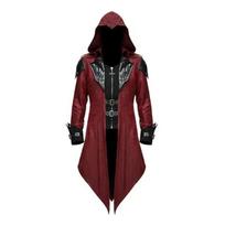 Asasino Cosplay Viduramžių Vyro Kostiumas Gatvės Apranga Su Gobtuvu Striukės Viršutinis Drabužis Kostiumas Edward Creed Helovino Persirengimo Apranga Šventė XXXL