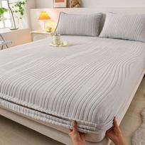Warm Fleece Elastic Fitted Bed Sheet Thermal Winter Sheets Mattress Topper Protector Cover for Single Couple Double Bedsheet 90*200cm single fitted sheet