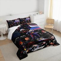 Max Verstappen Starry Night Bedding set (1 duvet cover, 2 pillowcases, duvet not included), Cosmic F1 Champion Collage Art Print 200x200cm