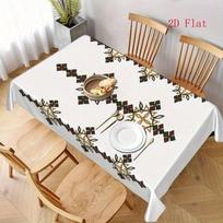 2D Flat 1pc- Ethiopian Cross-print Tablecloth- Traditional Ethiopian Diaspora Design Table Cover, Easy-to-clean Fabric, Suitable for Restaurants, Kitc 54*72inch(137cm*183cm）
