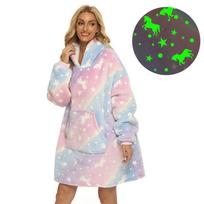 Glow-in-the-dark Star Flannel Fleece Hooded Loungewear Set Couples Thick Warm Homewear Adult