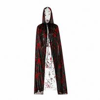 Spooky Costume Cloak Spooky Horror Cape Cosplay Cloak Hooded Full Length Cape For Cosplay Dress Up Spooky Themed Gatherings black