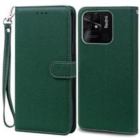 Prabangus piniginės tipo atverčiamas dėklas Xiaomi Redmi 10C telefonui su kortelių laikikliu, odinis dėklas Redmi 10C Fundas For Redmi 10C black
