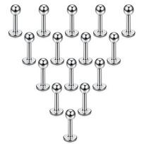 15PCS 16G Stainless Steel Lip Rings Labret Nose Studs Piercing Labret Monroe Nose Studs Ear Tragus Helix Earring 6/8/10/12mm 1.2x12x3mm