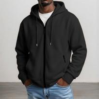 Men's Half Zip Hoodie Pullover Jacket M black