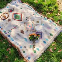 Bohemian Outdoor Picnic Blanket - Cotton Yarn with Tassels, Moisture-Proof, Ideal for Camping, Picnics, and Naps 130x180 cm gray