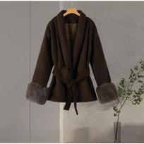 Lapel Tied Woolen Coat Women's Warm Comfortable Thick Cardigan Jacket Commute Retro Elegance Autumn/Winter 2025 S ruda