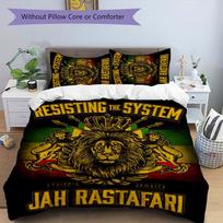 Rastafari Lion of Judah 3pcs Bedding Set Duvet Cover Closure Includes 1 Duvet Cover & 2 Pillowcases for All Seasons Bedroom Home Dorm Decor 135cmx200cm
