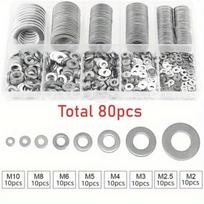 80-580pcs Assortment Washer Set M2-M10 Size Range Shim Gasket Kit  Machinery Repair 80pcs