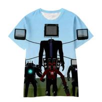 Kids Cartoon Skibidi 3D Printed Tshirt Toilet Simulator T-shirt Summer Boy Girl Clothes Baby Tees Kids Shirt Boys Tops Children 120 white