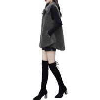 Women's Fuzzy Faux Fur Vest Sleeveless Lapel Fleece Jacket Winter Warm Open Front Cardigan with Pockets M black
