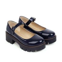 Moteriška mada Retro Lolita Mieli aukštakulniai Batai Pompos Odiniai Platforminiai Pleištiniai Batai Merginoms Prašmatnūs apvalūs batai Mary Jane 40 beige