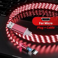 Sraunios šviesos duomenų laidas, magnetinis telefono įkrovimo laidas, daugiafunkcis, stilingas ir šaunus dizainas su pulsuojančio šviesos efektu for micro