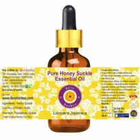 Deve Herbes Honey Suckle Essential Oil (Lonicera Japonica) with Glass Dropper Pure | Non-Sticky | Non-greasy | Lightweight | Men & Women | All Sk yellow