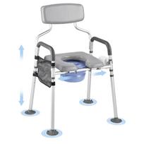 VEVOR Bedside Commode Chair, 227 kg Capacity, 4-in-1 Portable Toilet and Raised Toilet Seat with Padded Seat & Backrest, Detachable 5L Bucket 57.5 x 66 x 97 cm