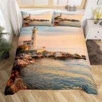 Island Duvet Cover Set for Teens Queen Size Quilt Covers Lightweight Down Bedroom Decor 2 Pillowcases 1 Duvet Cover No Comforter (135x200cm) gray