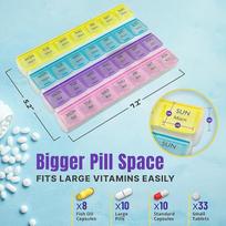 Weekly Pill Organizer - 4-Times-a-Day Pill Planner Pill Box Separates Pills & Vitamins,Travel Medication Reminder Monday to Sunday.