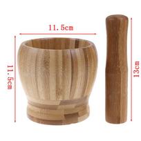 Medinis skiedinio ir grūstuvės rinkinys česnako puodo žolelių malūno smulkintuvo malimo dubuo 11.5*12cm brown
