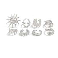 DIEZI Hip Hop Metal Starfish Finger Rings For Women Girls Men Punk Gold Silver Color Sun Flower Knuckle Joint Ring Jewelry white