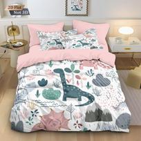 Dinosaur Pattern Bedding Set 2pcs King Size, Microfiber Duvet Cover Set, Soft, Comfortable, Bedding Set for Boys Girls Bedroom EU Single 135*200cm/53x79in 3pcs white