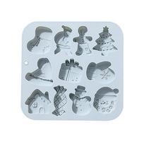 DIY Silicone Mold 11 Holes Christmas Tree Santa Clause Cupcakes Baking Mould Non-stick for Chocolate Fondant Puddings 1 white