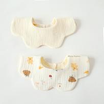 Class A Cotton Petal Baby Bib: Six-Layer Gauze, Anti-Spit-Up, Double-Sided Design. beige