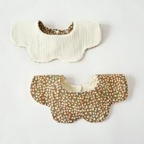 Class A Cotton Petal Baby Bib: Six-Layer Gauze, Anti-Spit-Up, Double-Sided Design. beige