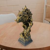 Animal Head Decor Wolf Sculpture Statue Bust for Hotel Bar L gold gray