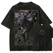 Dark Souls Žemės Lordas Nito ir Laužavietė Vintažinė Išplauta Negabaritinė Unisex Gatvės Stiliaus Moterų Ir Vyrų Marškinėliai S black