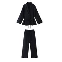 Long-Sleeve Women's American Kimono Style Outerwear Set with Casual Pants L juoda