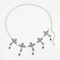 Gothic Cross Adjustable Y2K Belt Waist Chain for Women Vintage Skirt Waistband Body Jewelry Gifts white
