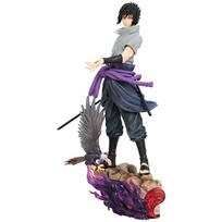 38cm Naruto Shippuden Figurine Naruto Uzumaki Uchiha Sasuke Japanese Anime PVC Action Figure Toy Statue Collection Figure Doll gray