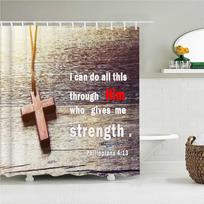 The Cross of Jesus Christ Printed Shower Curtain for Bathroom Art Bath Curtain Polyester Fabric Home Decor Large size Wall Cloth W90xH180cm gray