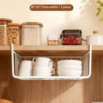 Under Cabinet Hanging Storage Rack Rust Resistant Carbon Steel Large Capacity Easy Install for Dining Room Cutlery Organizer A174