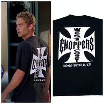 Retro Distressed West Coast Choppers Cross Graphic T-shirt Motorcycle Biker Short Sleeve Unisex Casual Streetwear Cotton Tee 130 black
